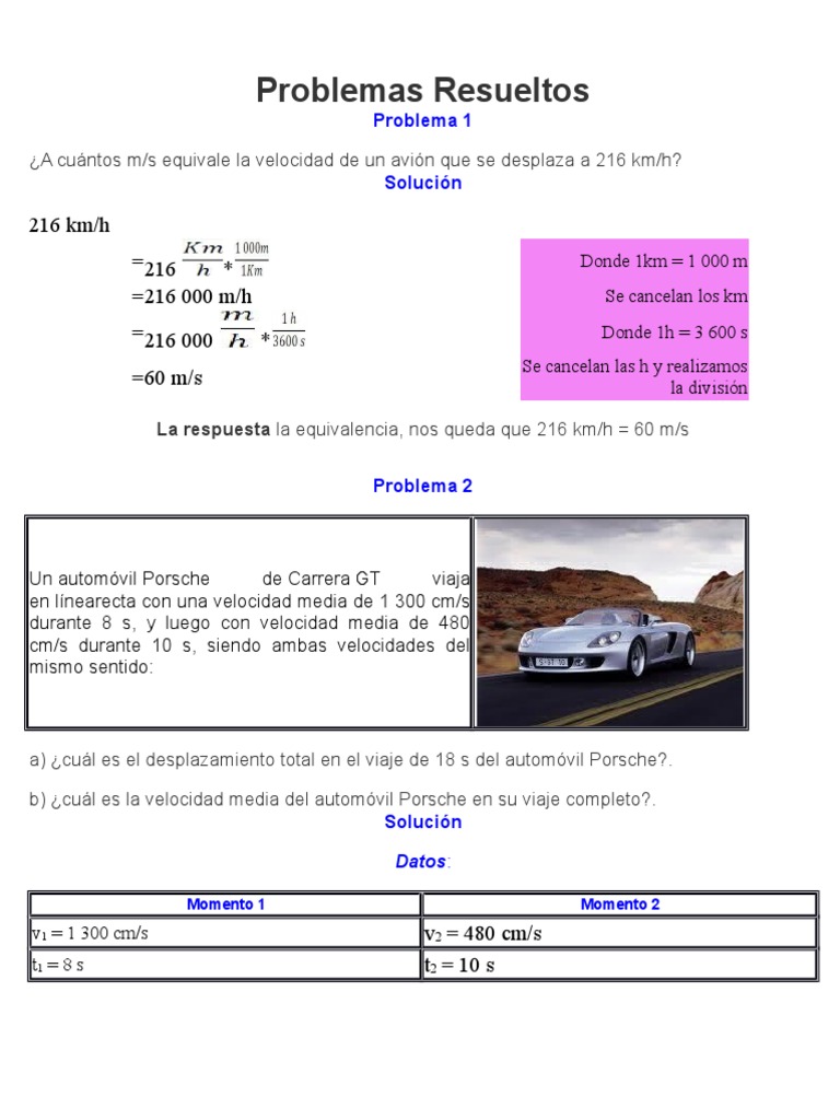 Problemas Resueltos FISICA | PDF | Velocidad | Movimiento (física)