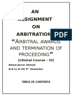 AN Assignment ON Arbitration: Rbitral Awards AND Termination OF Proceeding