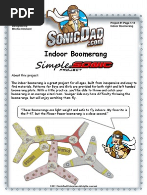 Project 0001 Indoor Boomerang Simplesonic 12514