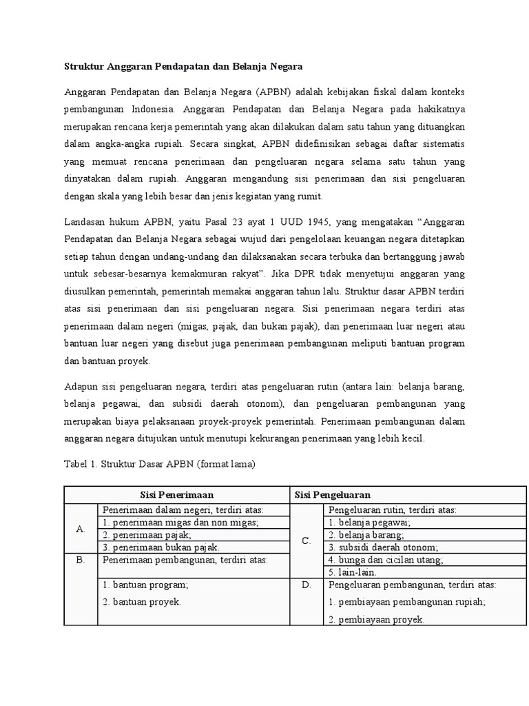 Struktur APBN dan Perubahannya | PDF