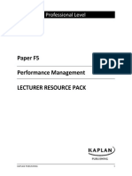 Paper F5 Performance Management Lecturer Resource Pack: Professional Level
