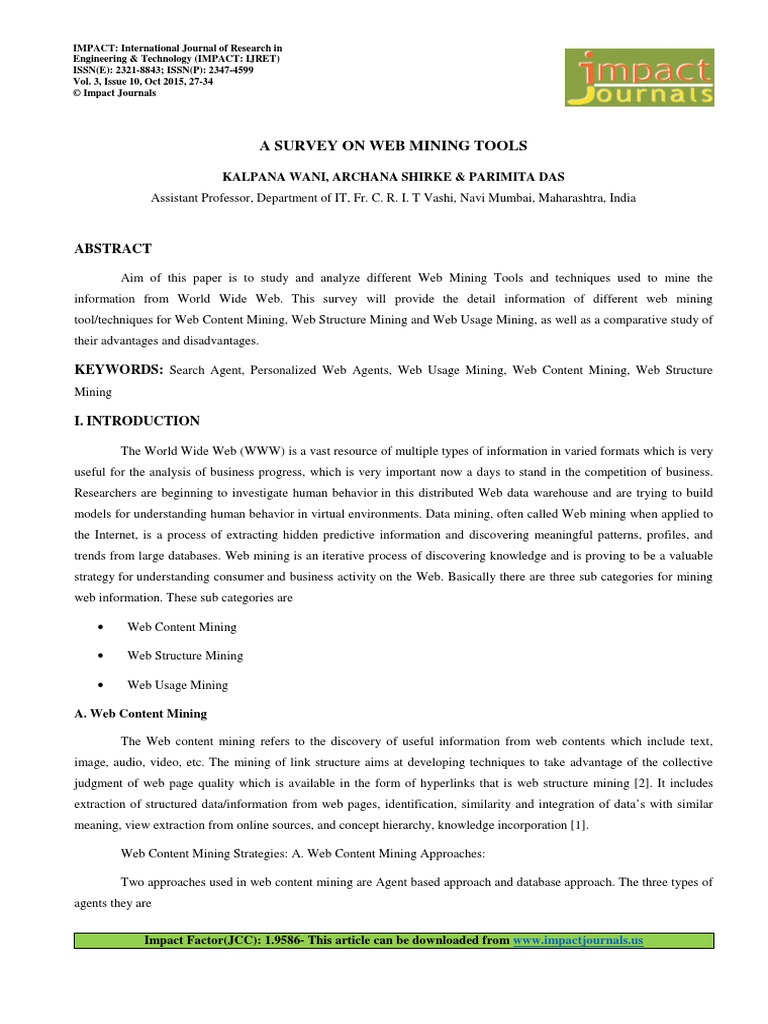 3.Eng-A Survey On Web Mining | PDF | World Wide Web | Internet & Web