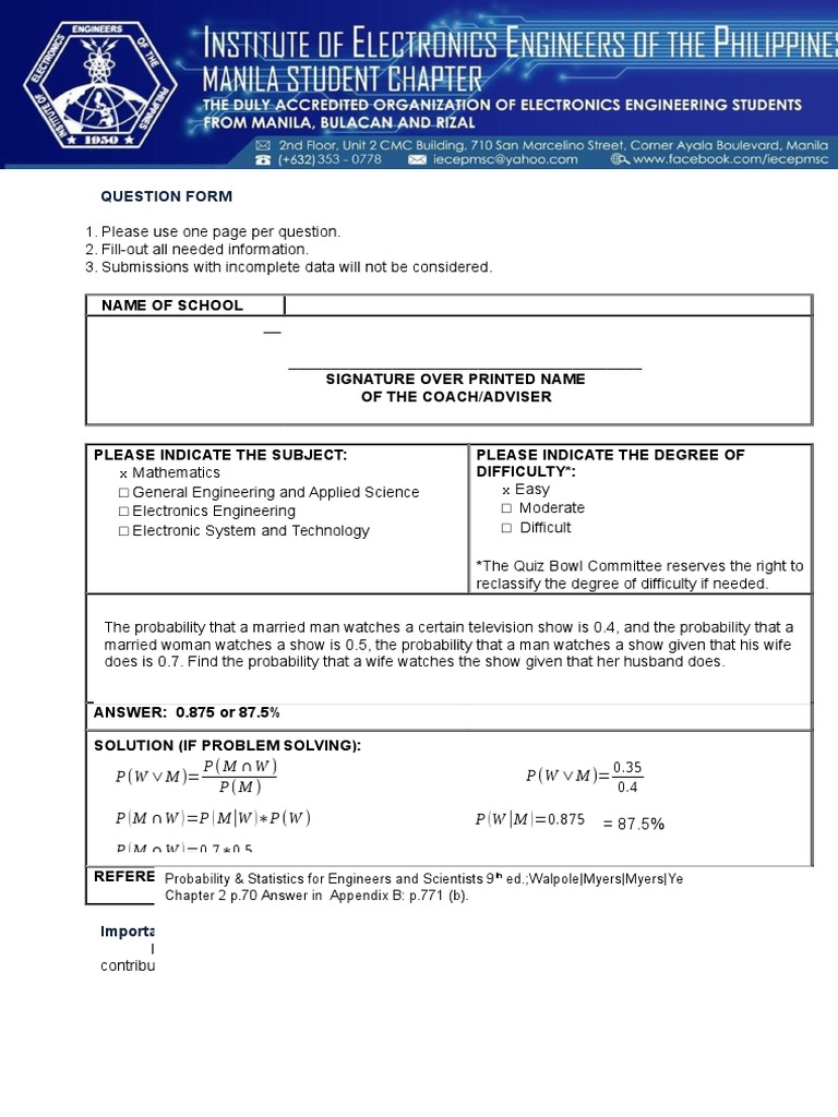 Quiz Bowl Question Submission Form | PDF | Career & Growth | Teaching ...