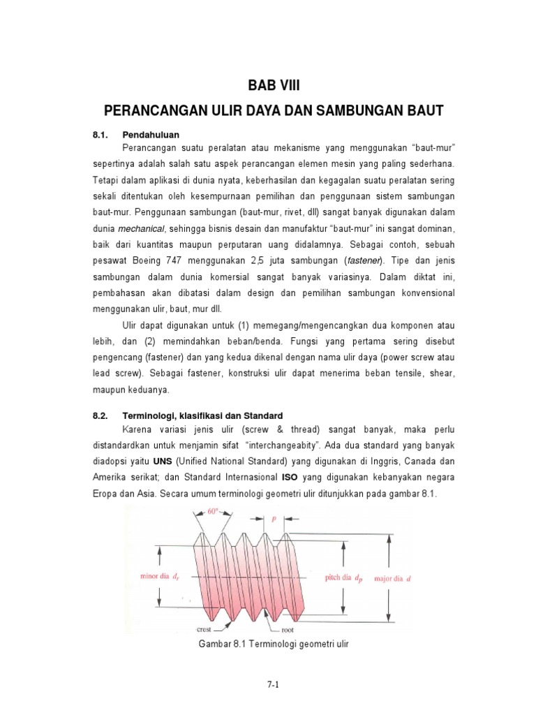 Rumus menghitung ulir