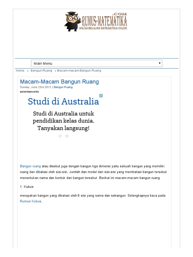 MacamMacam Bangun Ruang  Rumus Matematika  PDF