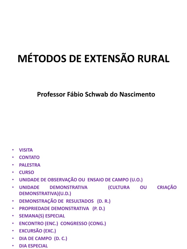 Métodos de Extensão Rural e Pinhão | PDF | Aprendizado | Planejamento