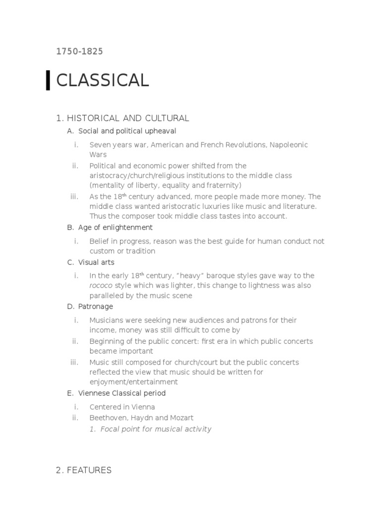 Classical era outline picture