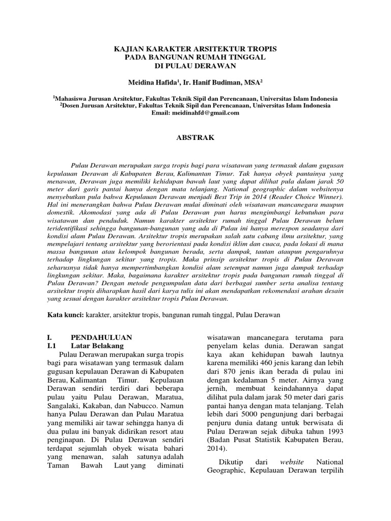 Kajian Arsitektur Tropis di Pulau Derawan