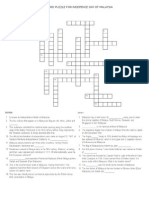 Crossword Puzzle for Indepence Day of Malaysia