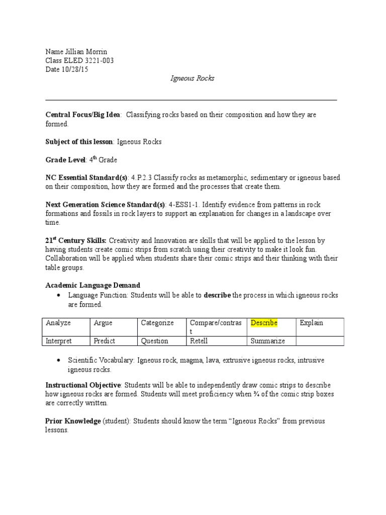 worksheet Igneous Rocks Worksheet 4th grade igneous rocks lesson plan rock geology