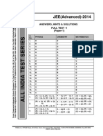 JEE Advanced Full Test I Paper 1 Answers