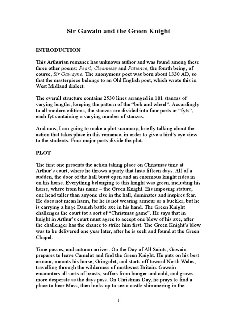 Sir Gawain and The Green Knight PDF Green Knight Middle English