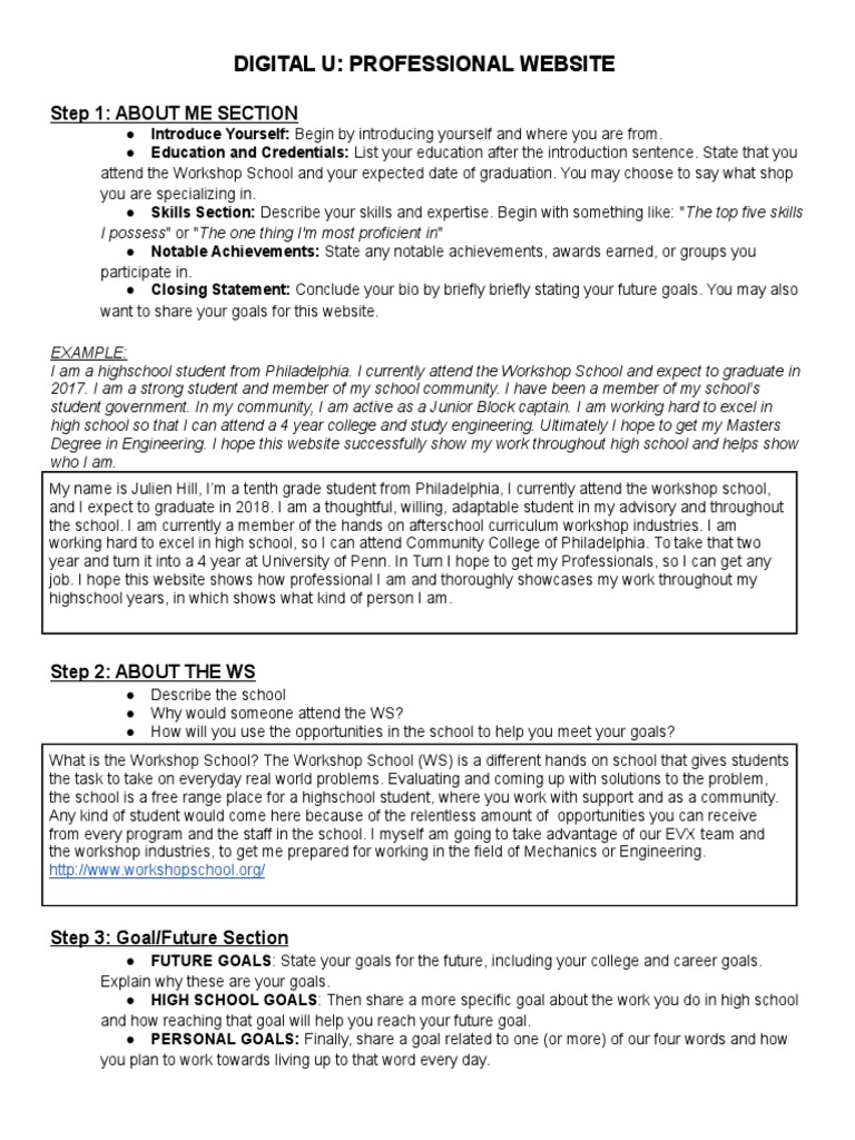 Digital Portfolio Guide for Students | PDF | Secondary School | Nursing