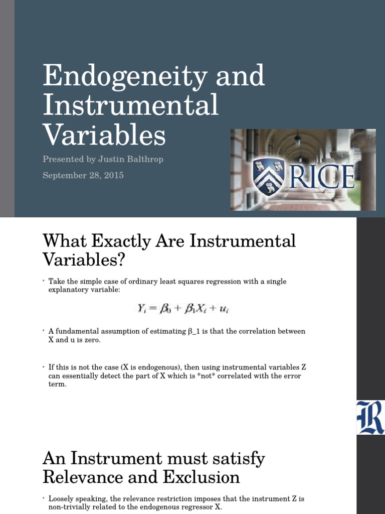 Understanding Endogeneity and IVs | PDF | Instrumental Variable ...