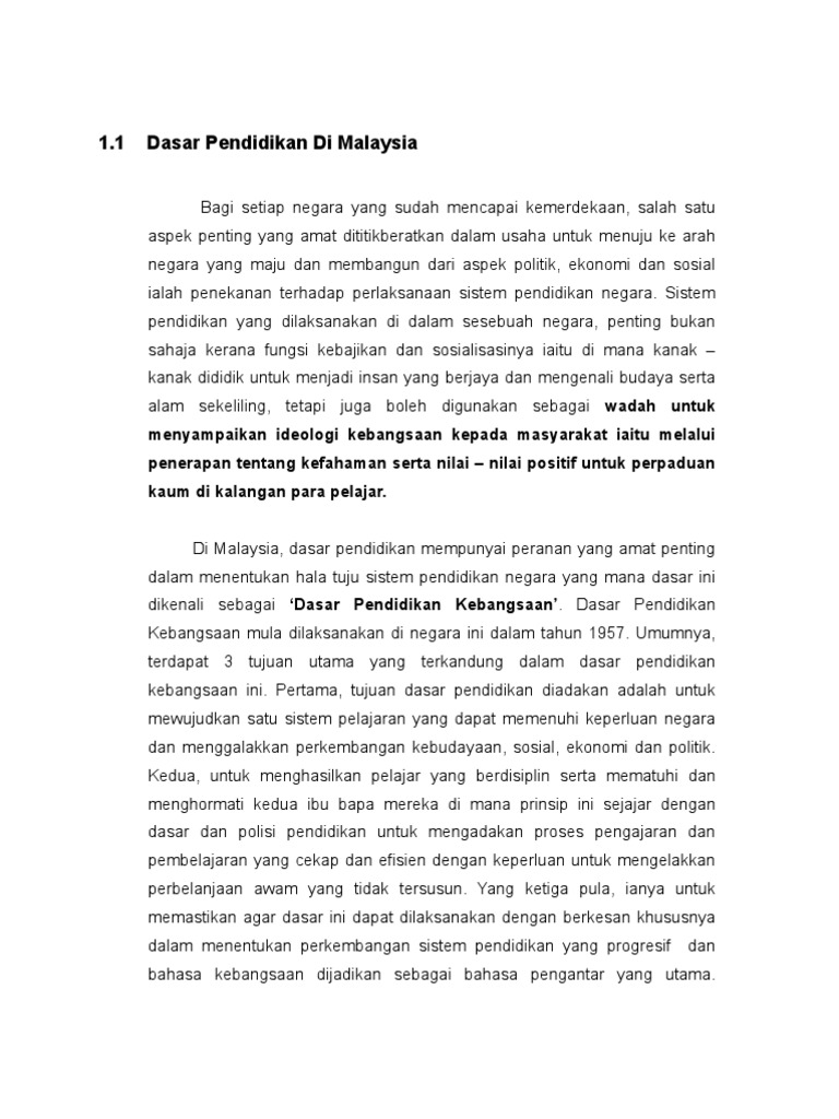 Dasar Pendidikan Kebangsaan Pdf