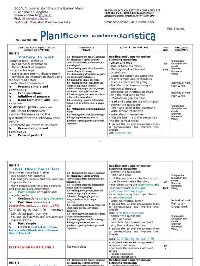 7 2 Snapshot Clasa 7 L2 2015 Reading Comprehension English