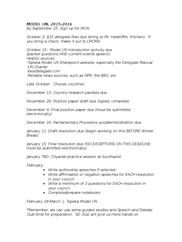 Model Un Important Dates 28-28  PDF