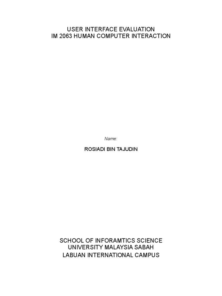 User Interface Evaluation Analysis | PDF | Usability | Websites