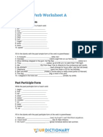 Irregular Verb Worksheet A: Past Simple Form