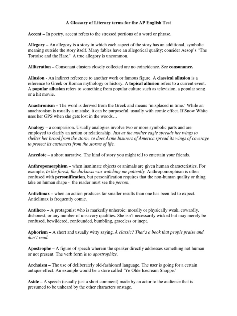 Ap Literary Terms Pdf | Pdf | Narration | Irony