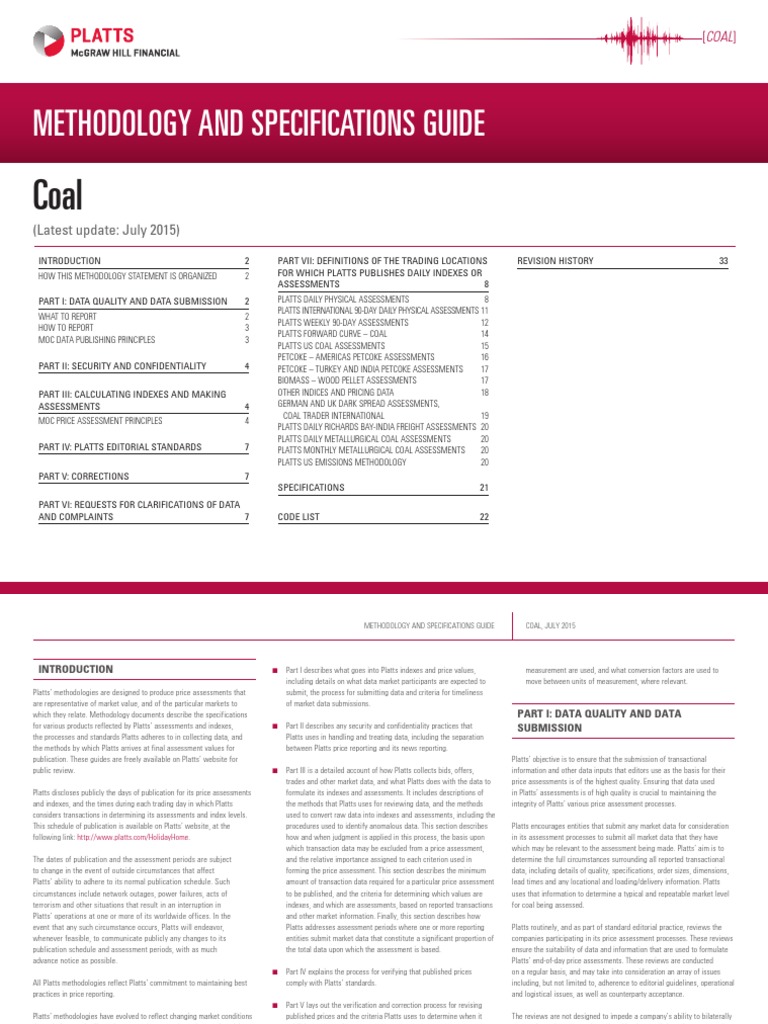 Coal Methodology Pdf Data Quality Commodity