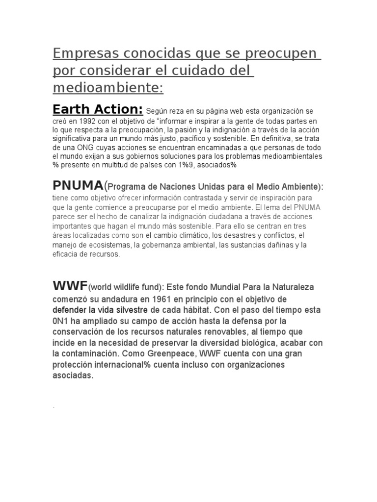 Empresas Conocidas Que Se Preocupen Por Considerar El Cuidado Del ...