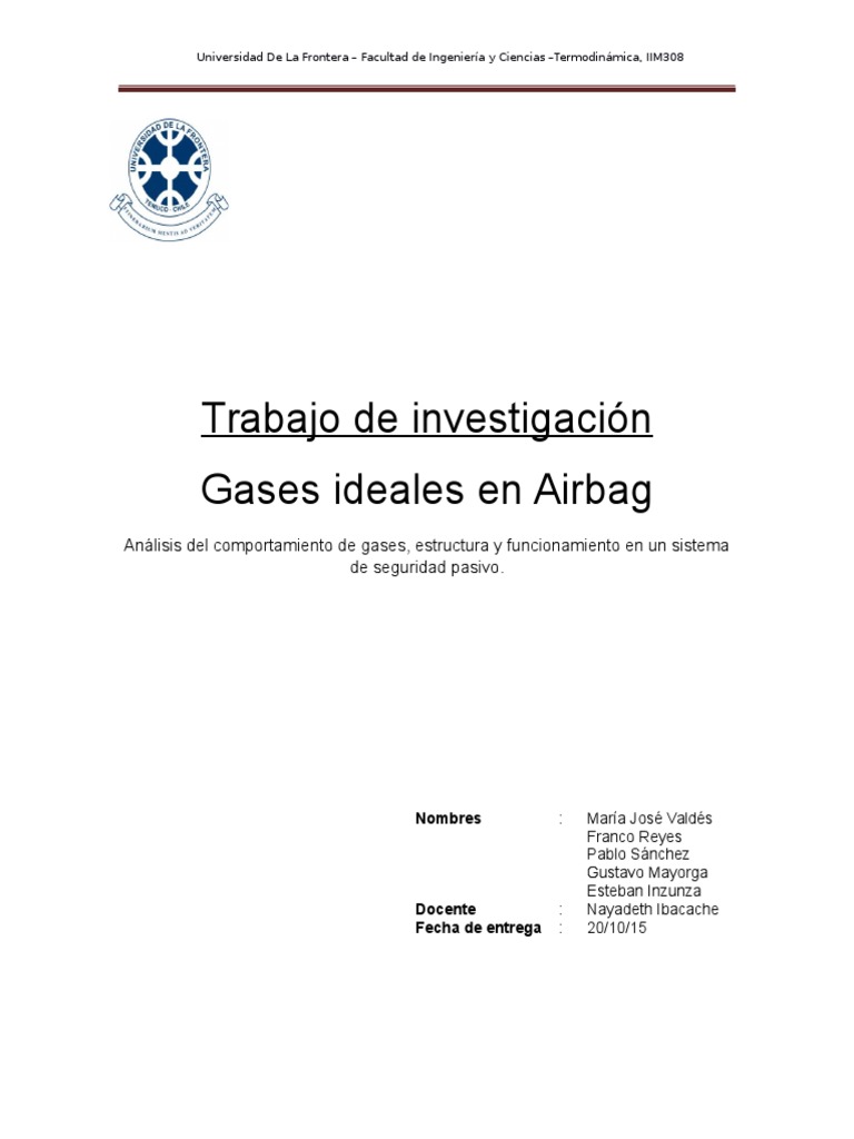 Airbag PDF Airbag Gases