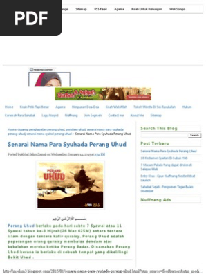 Senarai Nama Para Syuhada Perang Uhud