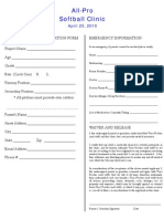 Softball Clinic 4-25-10 Registration Form: Winter Springs, FL
