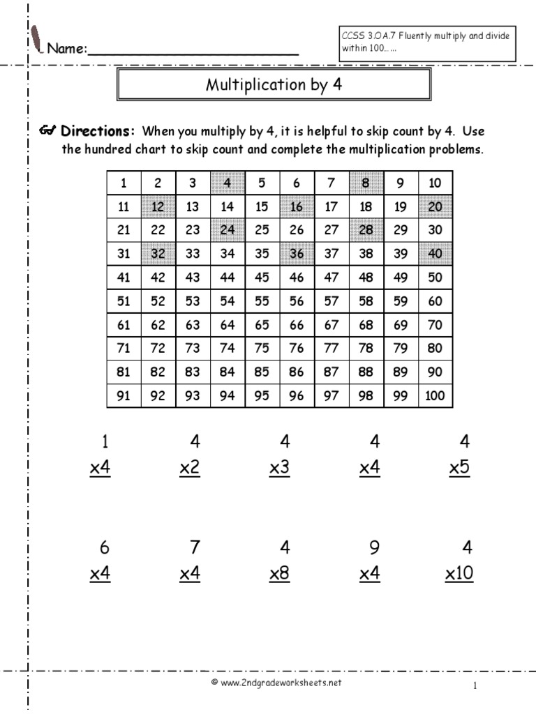 Multiplicationfourwithchart PDF | PDF | Teaching Methods & Materials