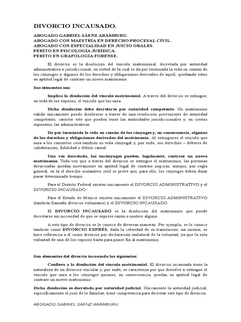 Divorcio Incausado: Requisitos y Proceso | PDF | Divorcio | Matrimonio