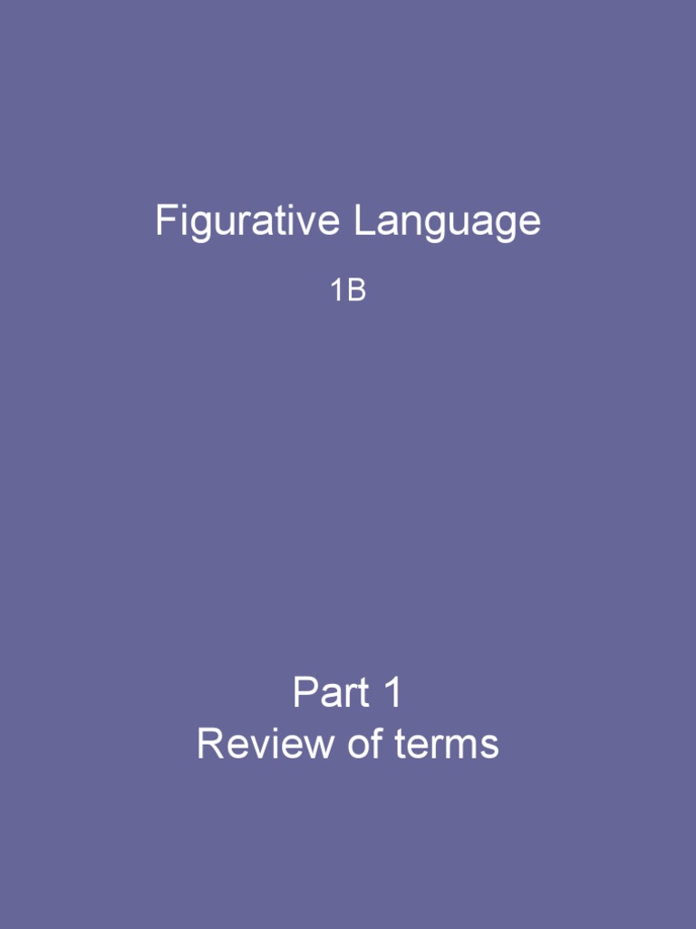 1B Figurative Language Irony Idiom