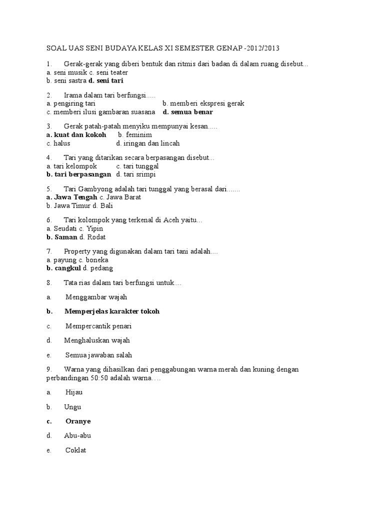 Bahan Semester Seni Budaya Sma