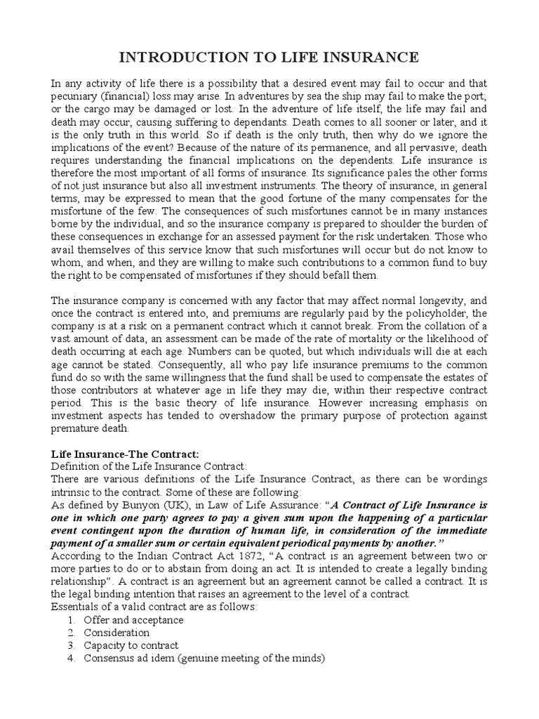 Introduction To Life Insurance | PDF