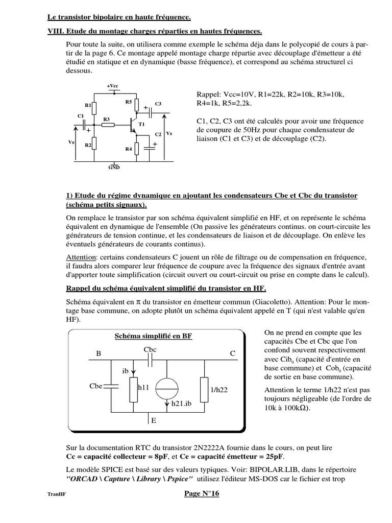 Le Transistor Bipolaire en Haute Frequence Transistor bipolaire