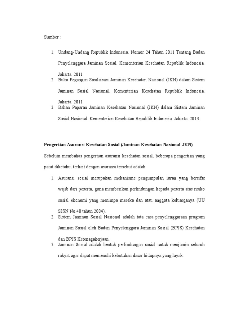 Pengertian Asuransi Kesehatan Sosial Jaminan Kesehatan Nasional Jkn
