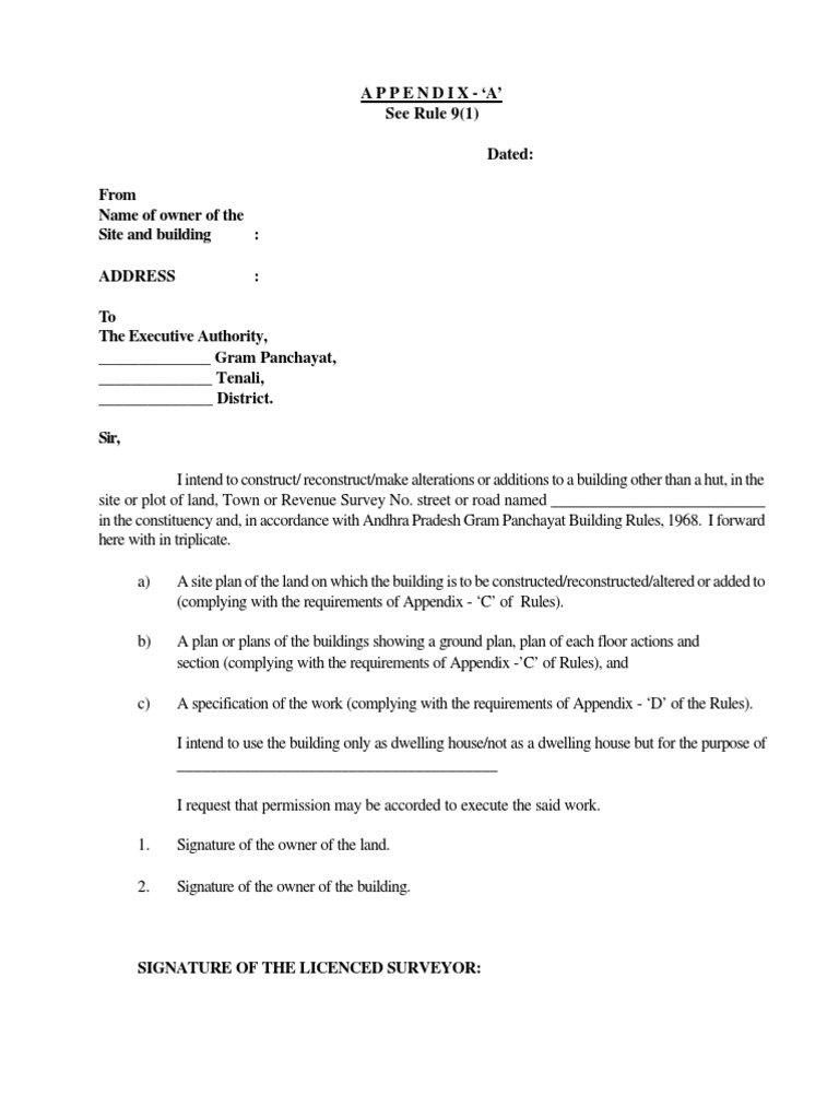 Gram Panchayat Permission for Construction of Building  Gram Panchayat Permission for Construction of Building