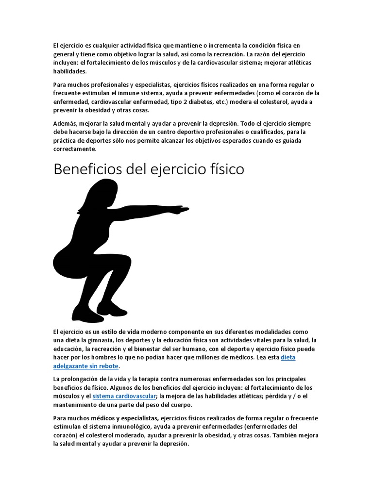 Los Beneficios Del Ejercicio Fisico para La Salud | PDF | Ejercicio ...