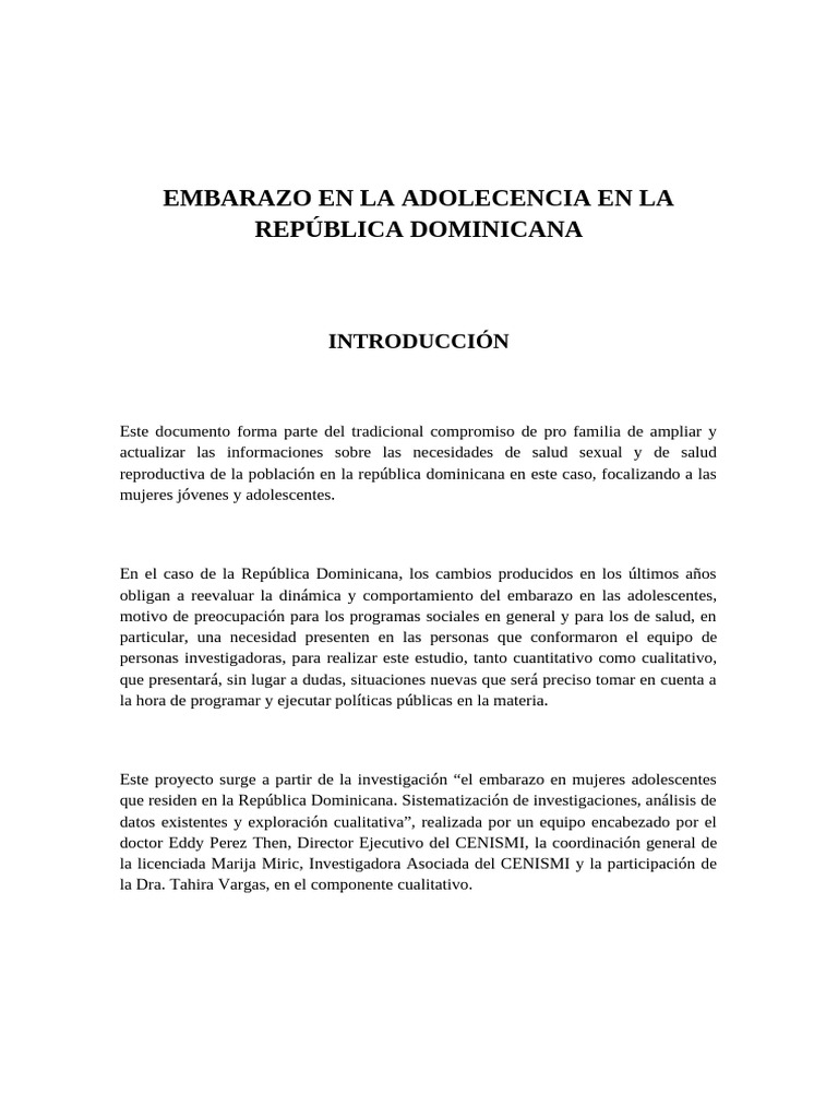 Tesis Embarazo En La Adolescencia