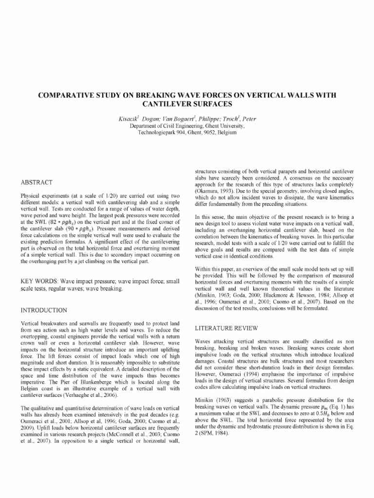 Comparative Study On Breaking Wave Forces On Vertical Walls With ...