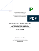 Análisis de fallas y desarrollo de planes de mantenimiento en el complejo Petrozueata