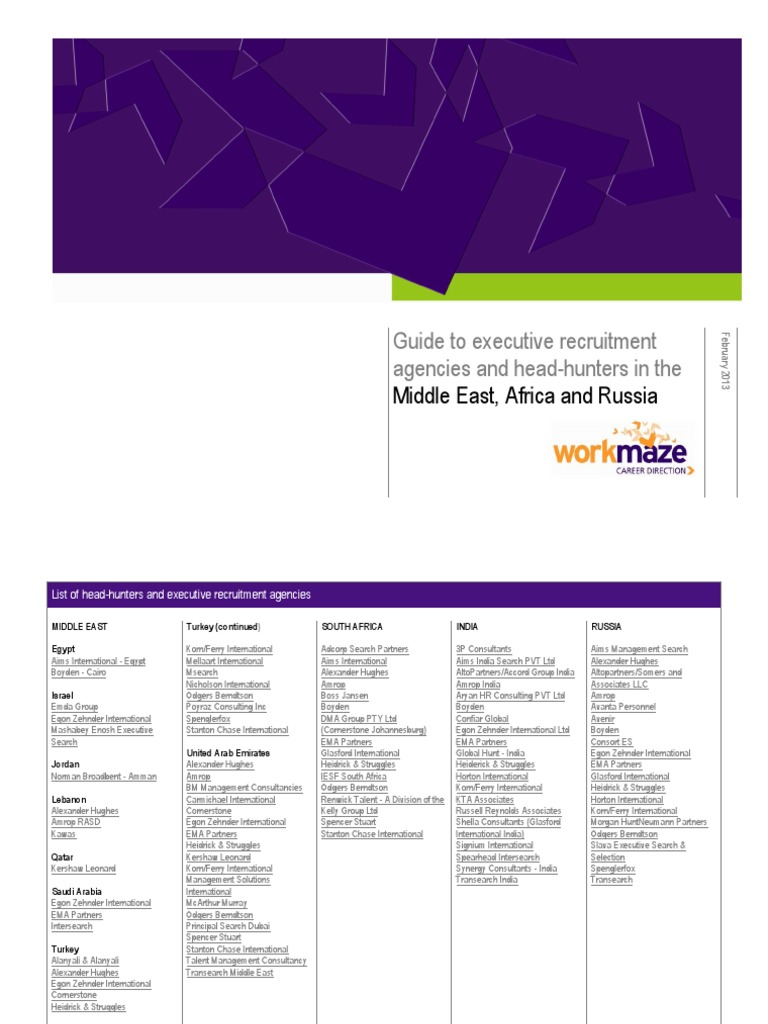 Executive Recruitment in The Me Africa Amp Russia | PDF | Chief Executive  Officer | Venture Capital