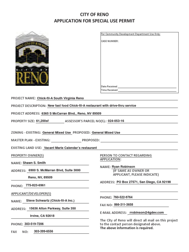 ChickFilA Planning Application in Reno Building