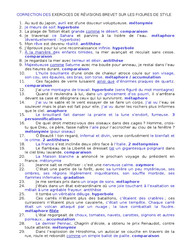 Exercices Figures De Style Lycee Pdf meilleur Les Exercices De Style Images - Bts cpi