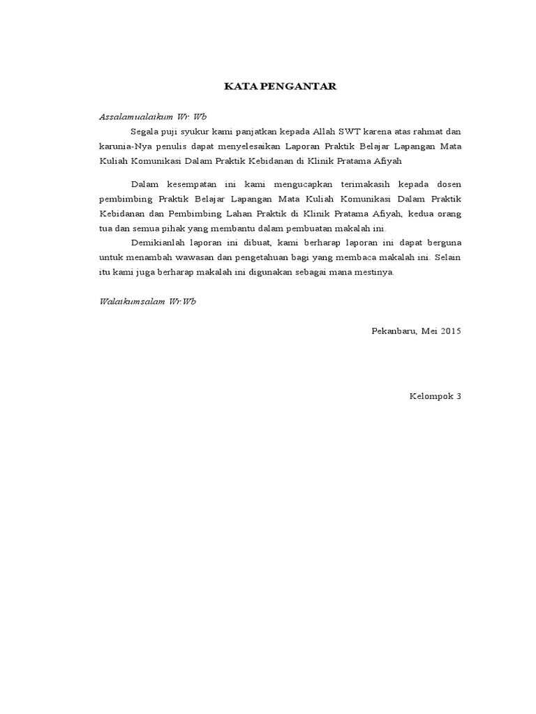 Kata Pengantar Laporan Pbl Doc
