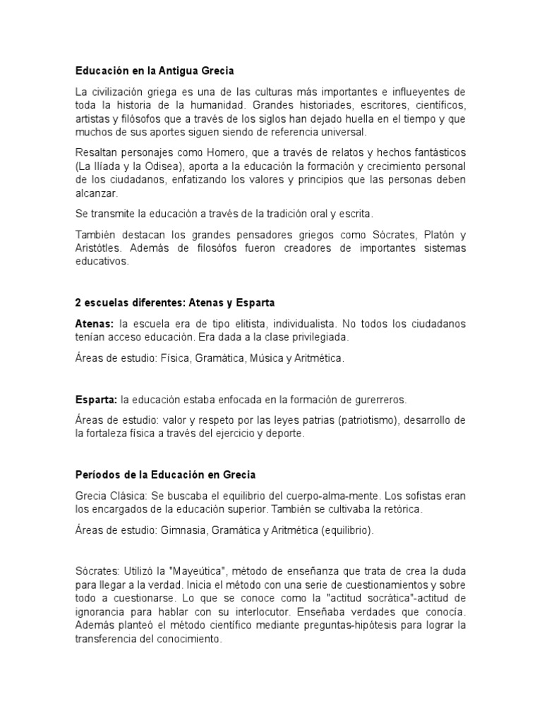 Educación en La Antigua Grecia | PDF | Antigua Grecia | Conocimiento