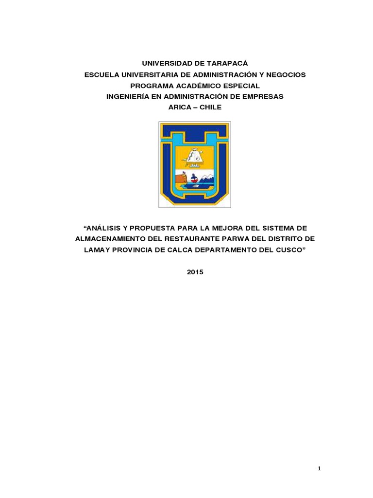 TESIS Sistema de Almacenamiento Restaurante | Almacén | Inventario