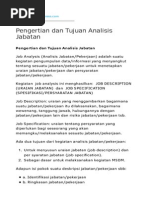 Pengertian Dan Tujuan Analisis Jabatan