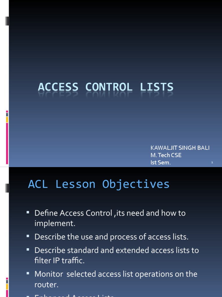 Access Control Lists: Implementation Guide | PDF | Access Control ...