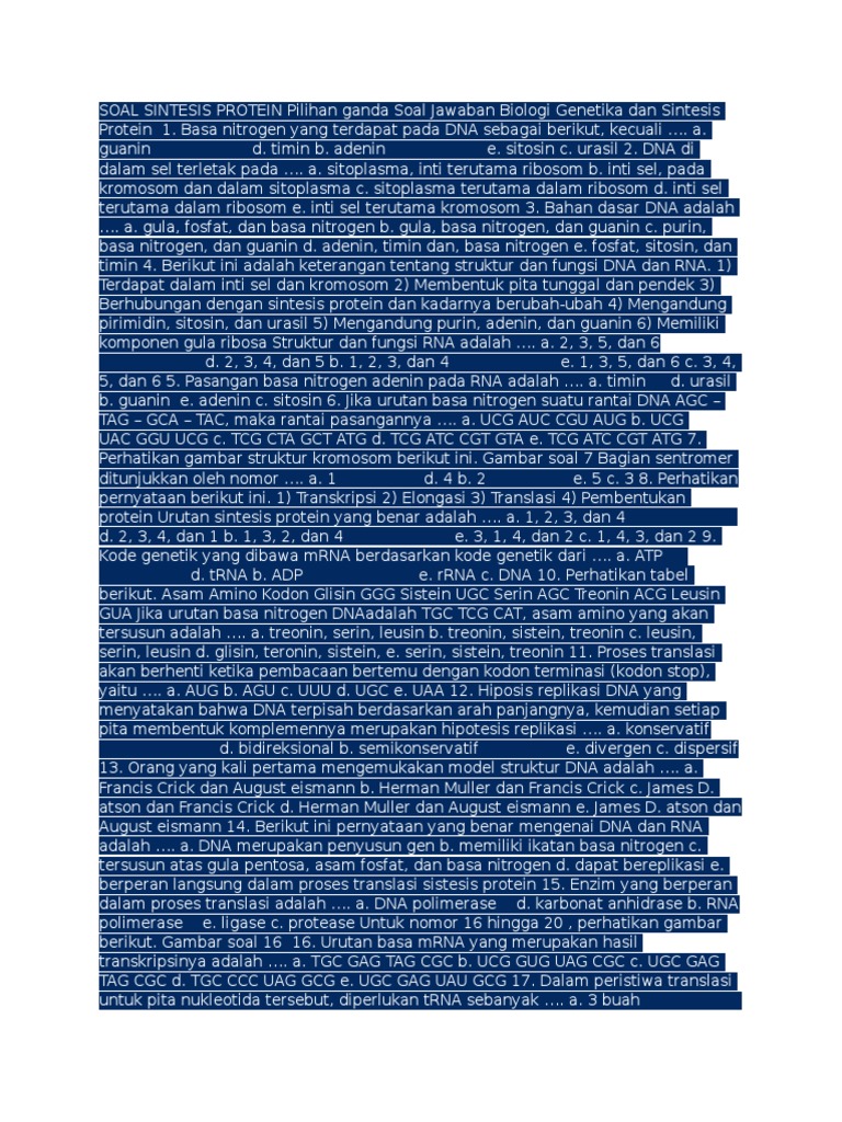 Contoh Soal Sense Antisense Kodon Antikodon Contoh Soal